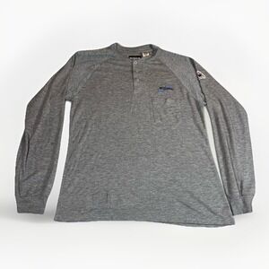 Bulwark FR Henley Shirt Mens Medium Gray Flame‎ Resistant Long Sleeve Workwear